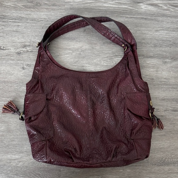 Rosetti Handbags - Burgundy Faux Leather Hobo Bag